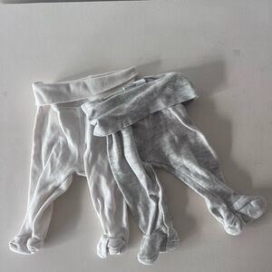 H&M Organic Cotton Baby Pants in White and Gray 2 pants size newborn